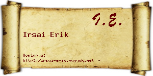 Irsai Erik névjegykártya